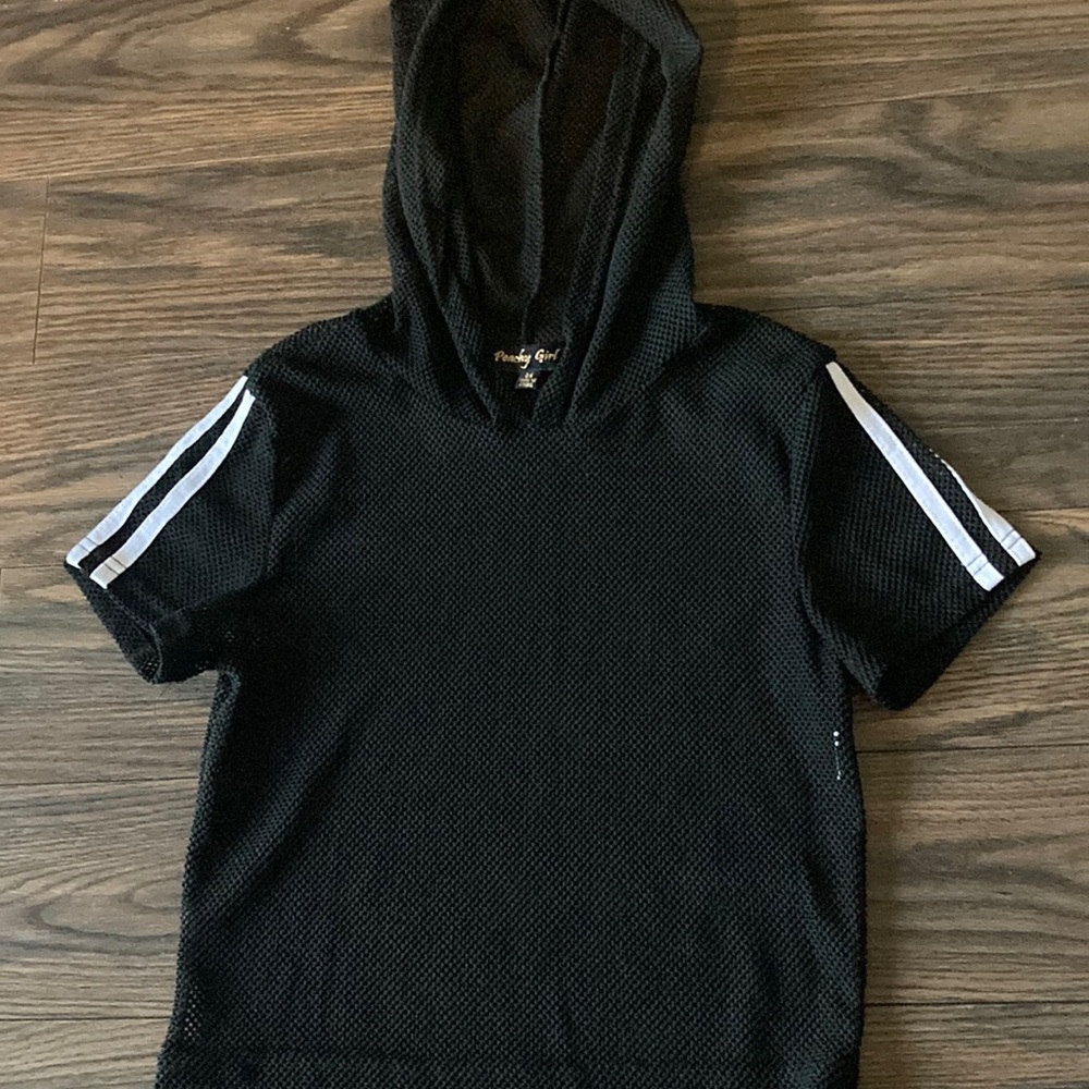 See through cropped hoodie